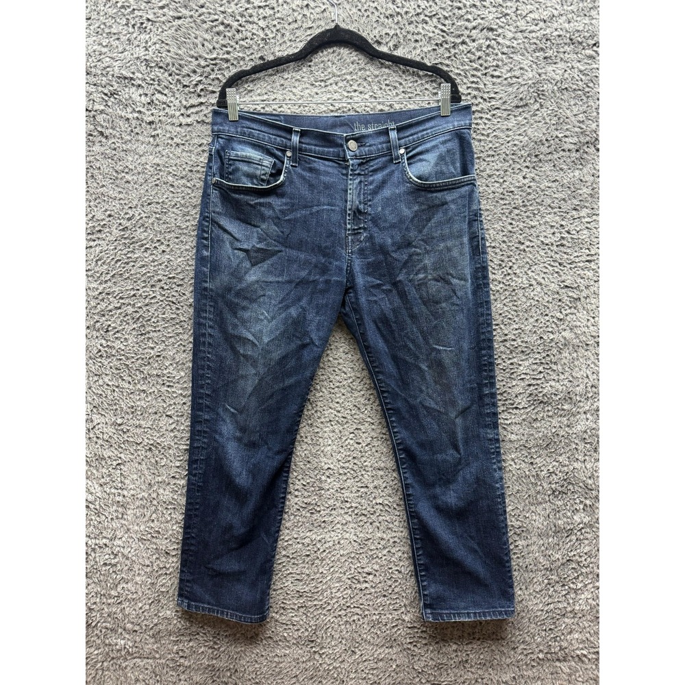 7 For All Mankind The Straight Leg Denim Jeans Medium Wash Blue Mens‎ Size 36